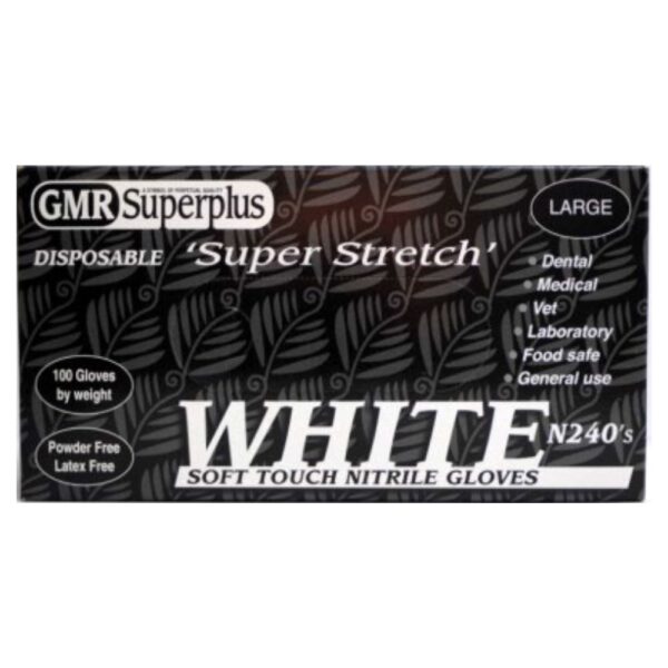 GMR Superplus White N240's Soft Touch Nitrile Gloves